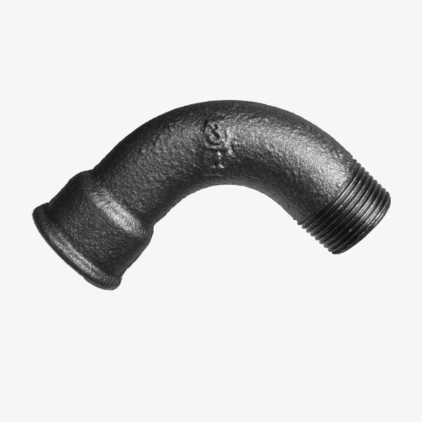 Raccord coude long rayon 90° F/M de plomberie en fonte noir pour la décoration industrielle DIY – MCFF0121200W1