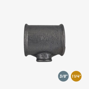 Raccord Té réduit – 1 1/4″ > 3/8″ < 1 1/4" de plomberie en fonte noir pour la décoration industrielle DIY &ndash; MCFF3541138W1