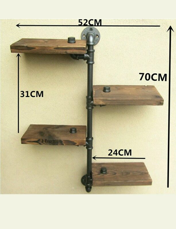 Wall-mounted vertical plumbing pipe rack with branch, industrial style - MC Fact