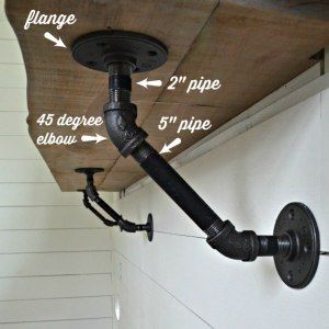 Industrial bracket for plumbing pipe shelf with 45° plumbing connection - MC Fact