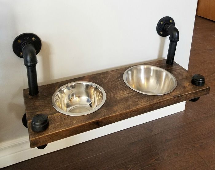 Industrial style dog bowl rack -MC Fact