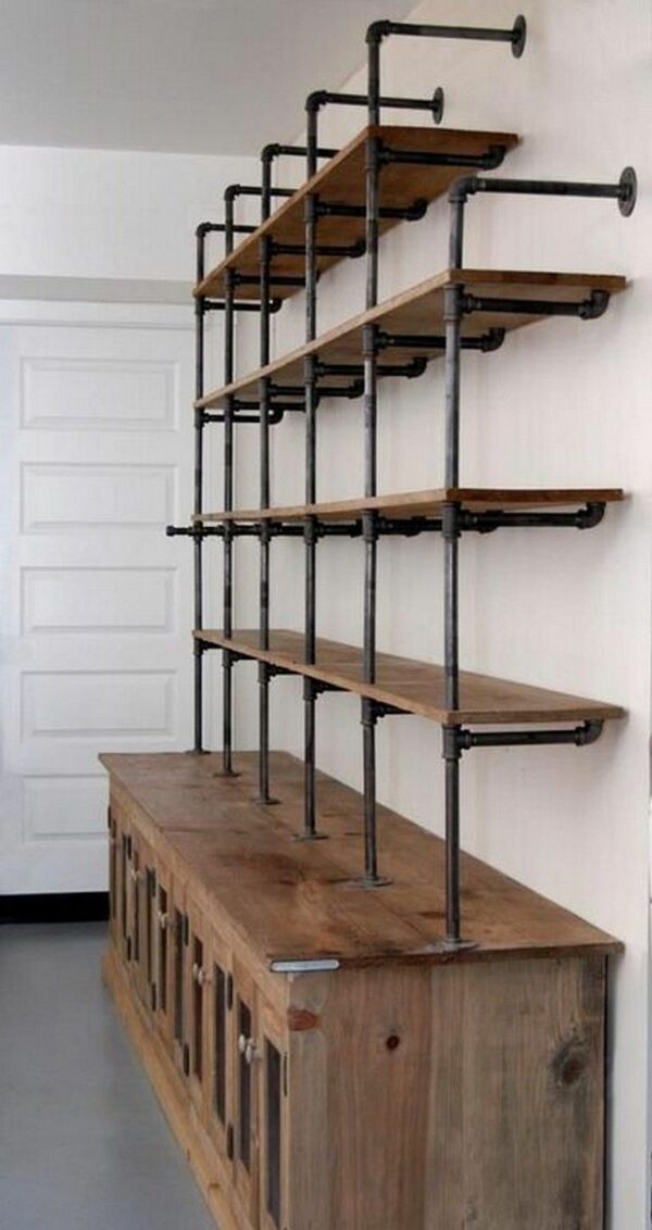 Large wall-mounted shelf on do it your self DIY sideboard