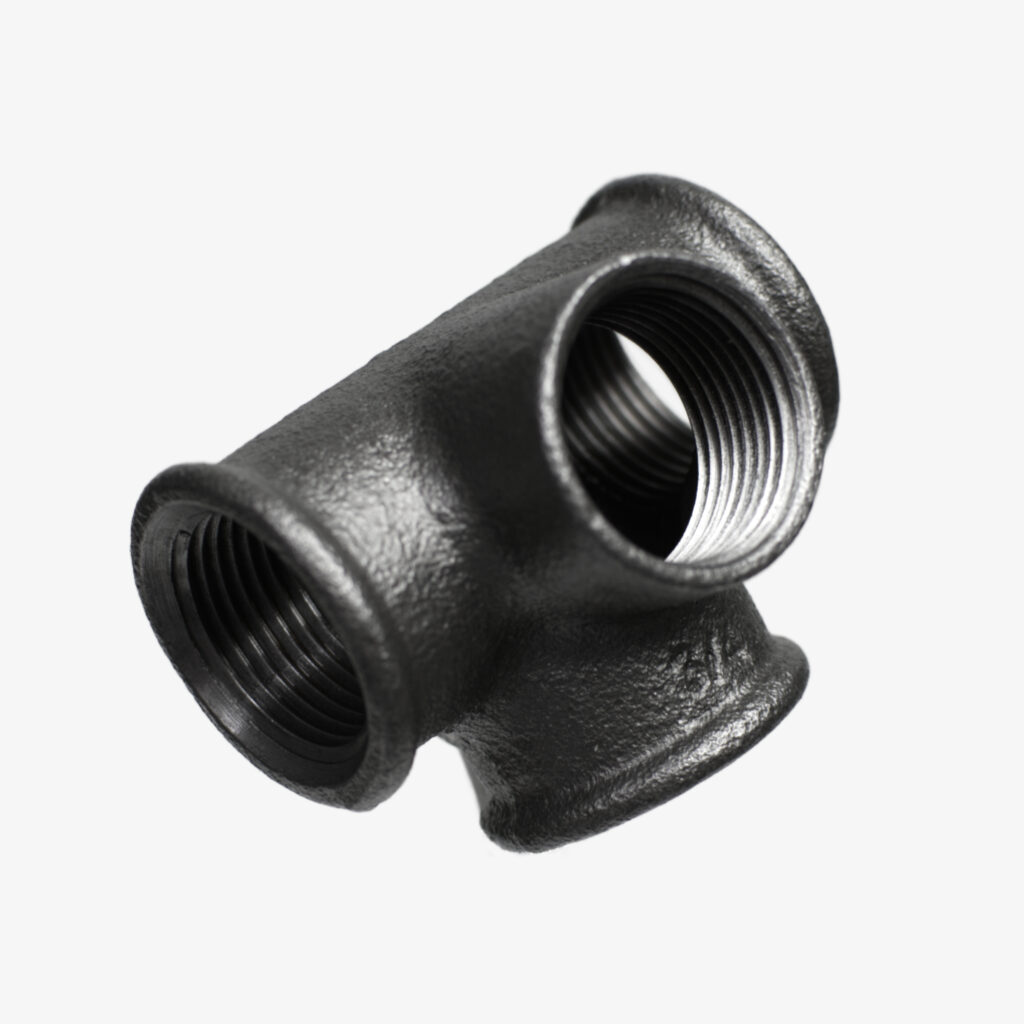 Fitting 4 way plumbing distributor cast iron black for DIY industrial decoration - MCFF0541100W1