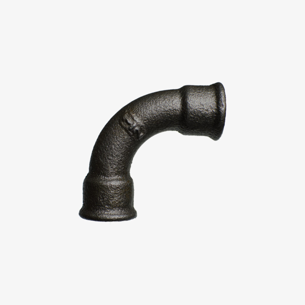 Raccord Coude 90 long rayon de plomberie en fonte noir pour la décoration industrielle DIY – MCFF0121100W1