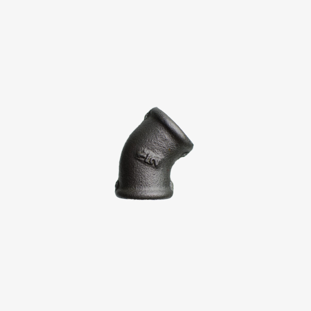 Raccord Coude 45 degrés de plomberie en fonte noir pour la décoration industrielle DIY – MCFF0201100W1