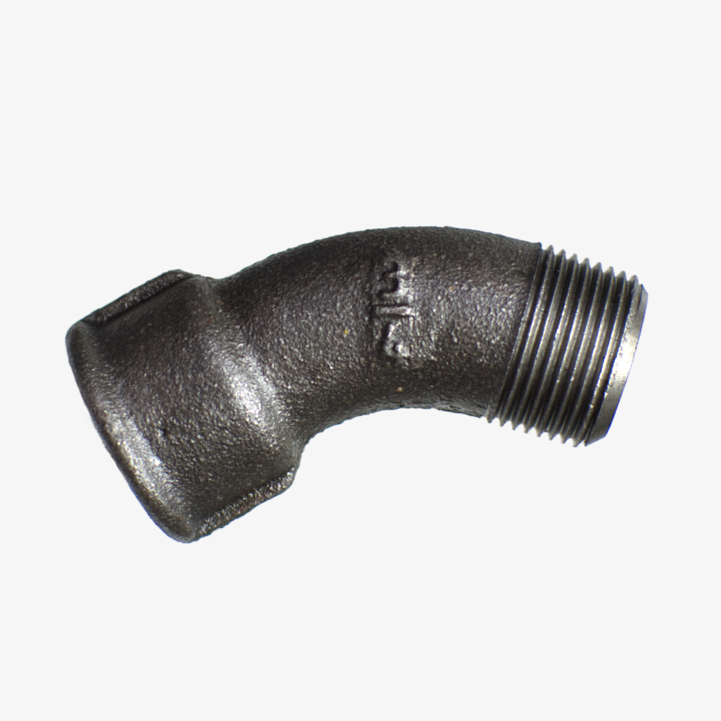 Black cast iron plumbing 45 degree short radius male elbow for DIY industrial decoration - MCFF0211200W1