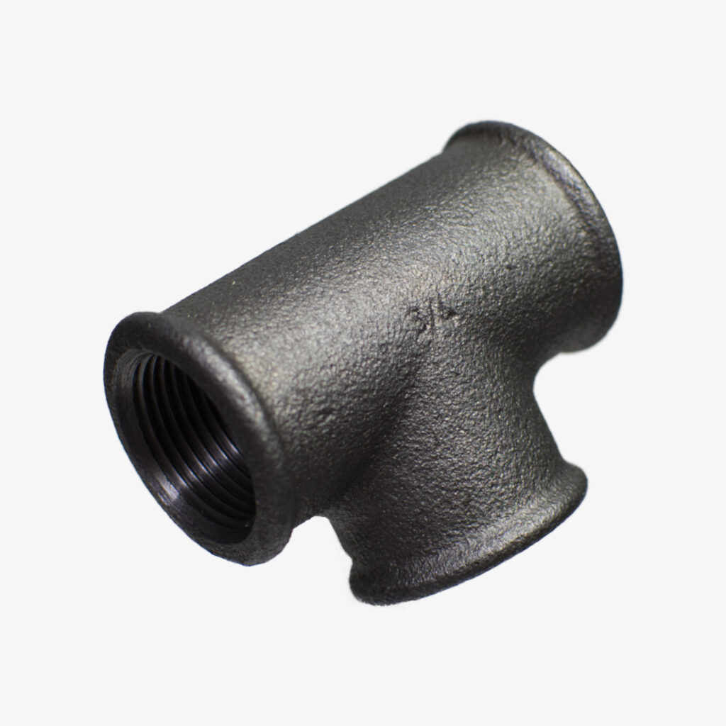 Cast iron plumbing tee fitting black for DIY industrial decoration - MCFF0401100W1