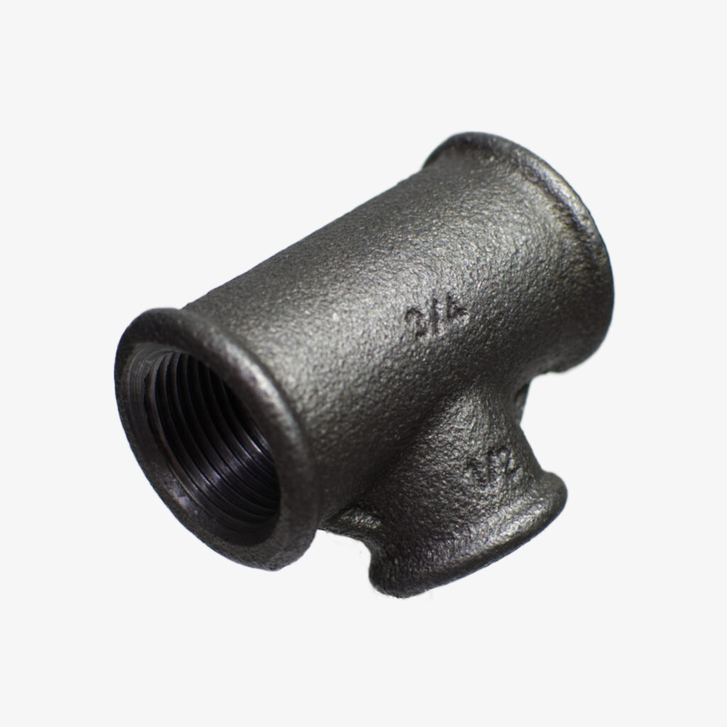 Raccord Té réduit de plomberie en fonte noir pour la décoration industrielle DIY – MCFF3121100W1