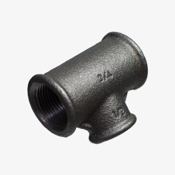 Raccord Té réduit de plomberie en fonte noir pour la décoration industrielle DIY – MCFF3121100W1