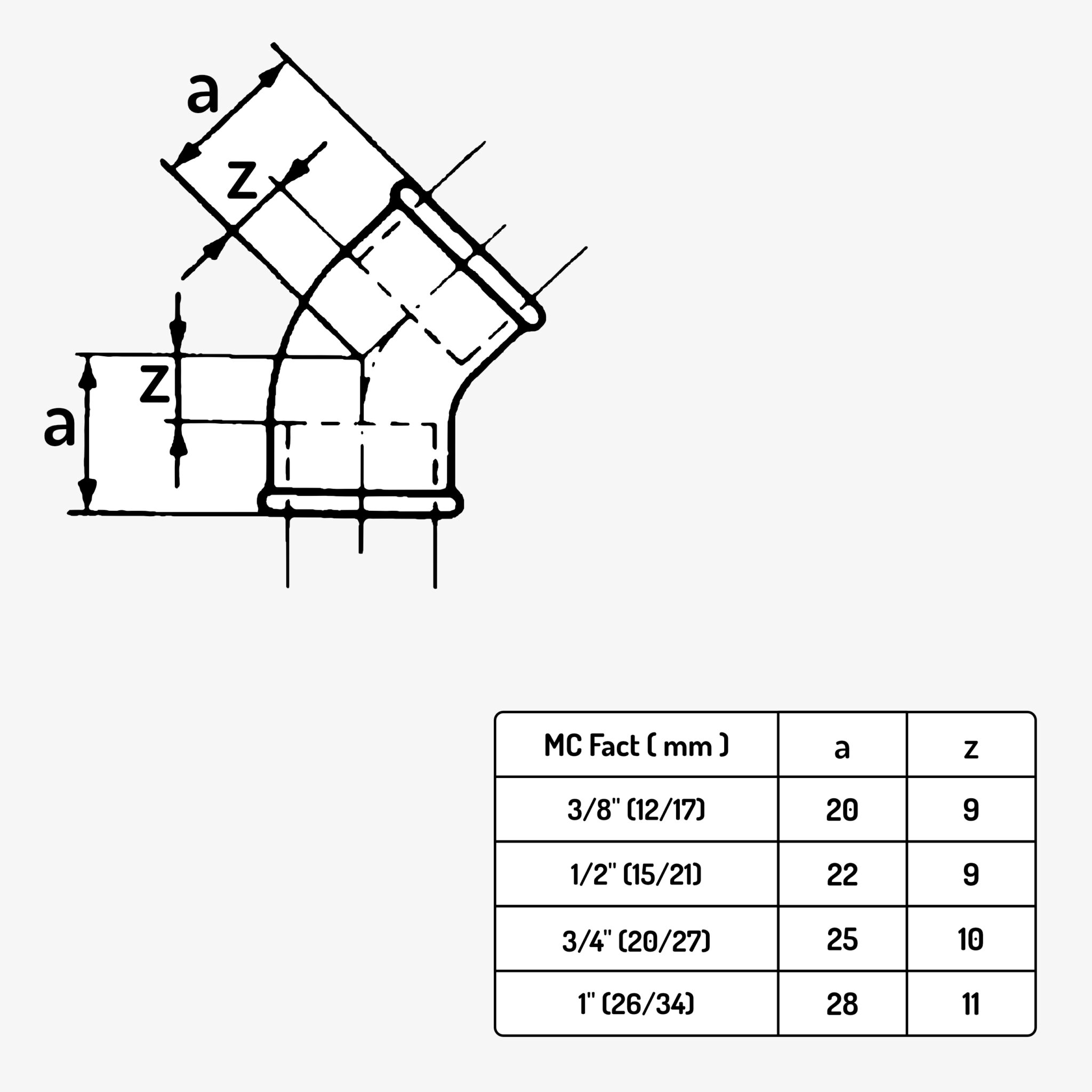 Raccord Coudé 45° En Laiton ABA - Pour Installation Intérieure Et Extérieure