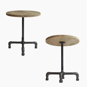 Round industrial coffee table kit in plumbing tube with solid glued oak shelf. - MCFK0031212W1