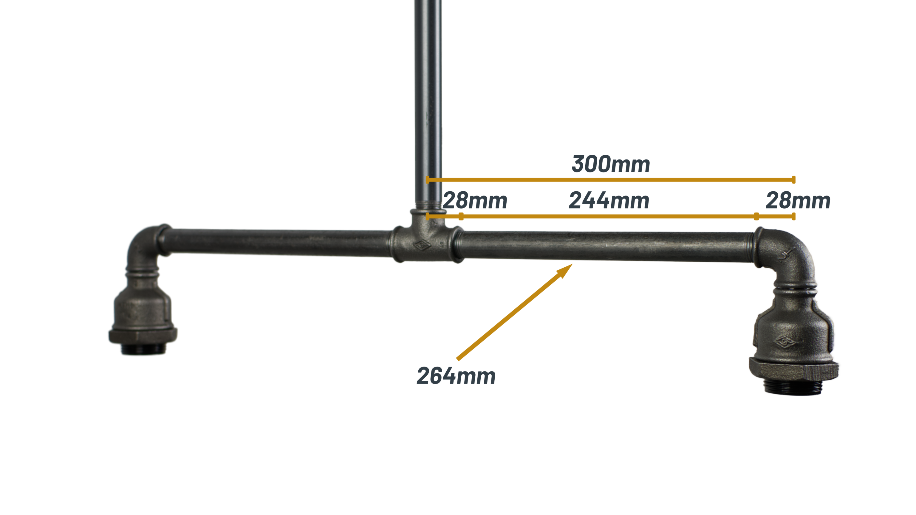 Example of black steel pipe selection and dimensions of black and galvanised steel pipe for decorative plumbing fittings - MC Fact