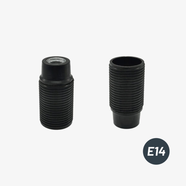 Douille E14 filetée bakélite noir filetage complet pour luminaire DIY – MCFA0000781B1