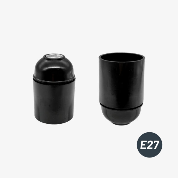Douille E27 bakélite noir lisse pour luminaire DIY – MCFA0005681B1