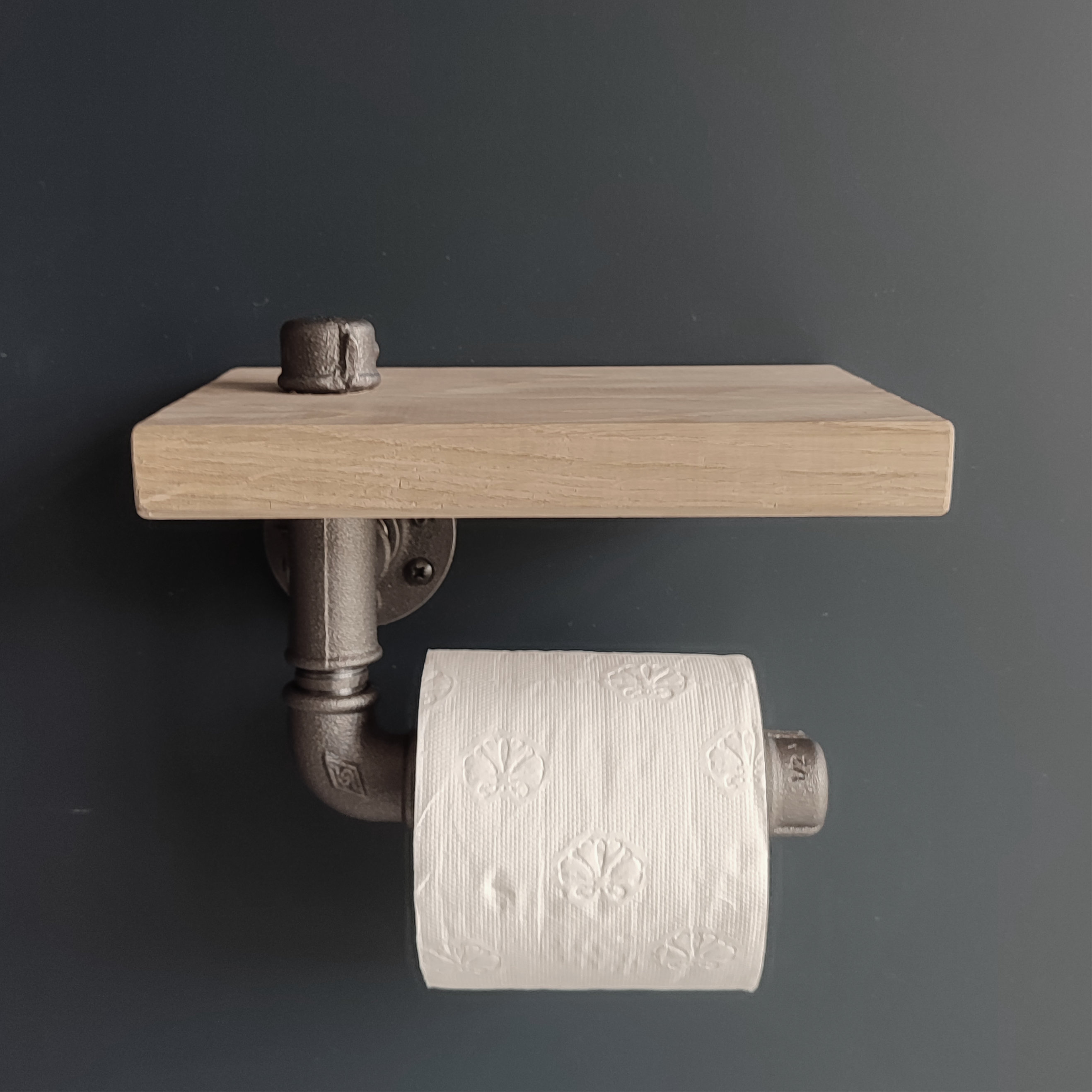 Porte rouleau WC bois et métal de style industriel - MC Fact