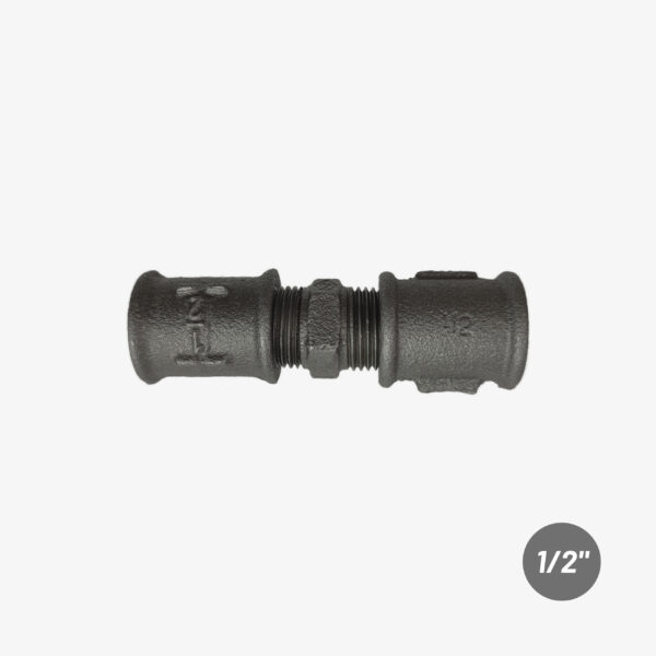 Union Sleeve Fitting – 1/2″ Black Cast Iron Plumbing Fitting for Industrial DIY Decor – MCFF4031112W1