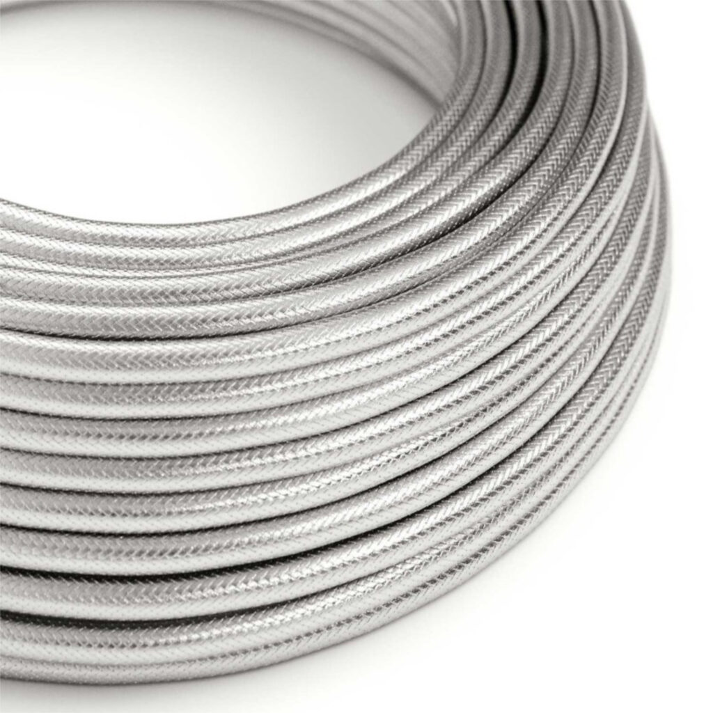 Fil Électrique métallique Textile Rond couleur cuivre argent Double Isolation pour luminaire moderne – MCFE0000221T6