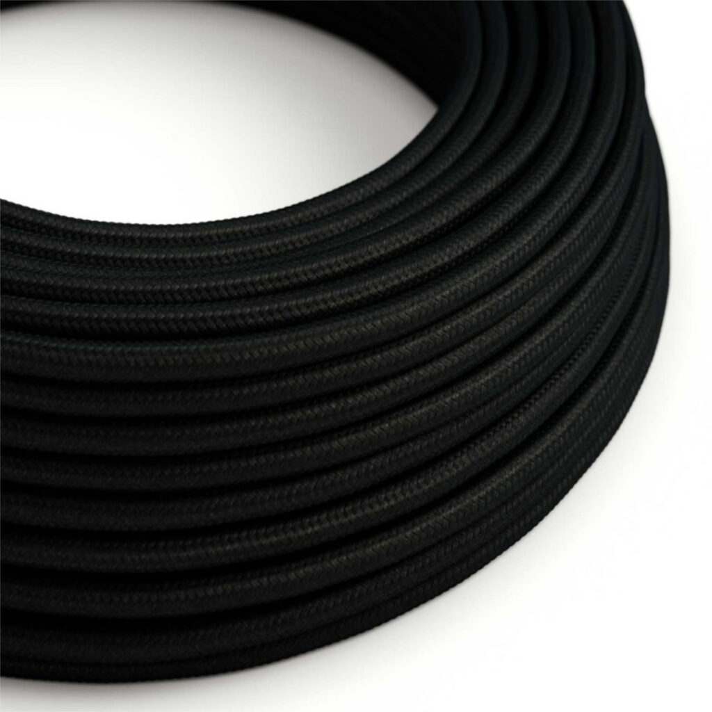 Fil électrique rond noir textile à double Isolation – 1 mètre pour luminaire bricolage DIY – MCFE0000201T4S01