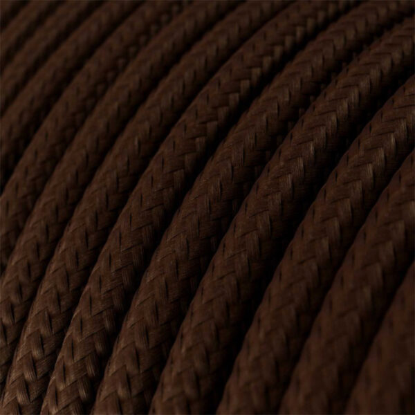 Fil Électrique Textile Rond Tissu Brun - MC Fact