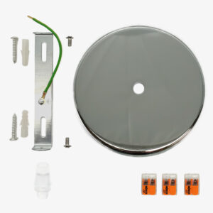 Elektrische Komponente Metallrosette mit Kunststoff-Kabelklemme - Chrom, Mit Klemmleiste - MCFL0501123W8S32