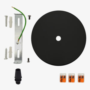 Elektrische Komponente Metallrosette mit Kunststoff-Kabelklemme - Mattschwarz, Mit Klemmenleiste - MCFL0501101C2S32