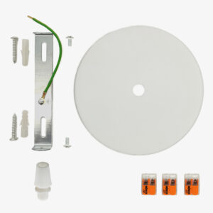 Elektrische Komponente Metallrosette mit Kunststoff-Kabelklemme - Mattweiß, Mit Klemmenleiste - MCFL0501102C2S32