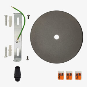 Elektrische Komponente Metallrosette mit Kabelbinder aus Kunststoff - Grau gestrahlt, Mit Klemmleiste - MCFL0501130C2S32