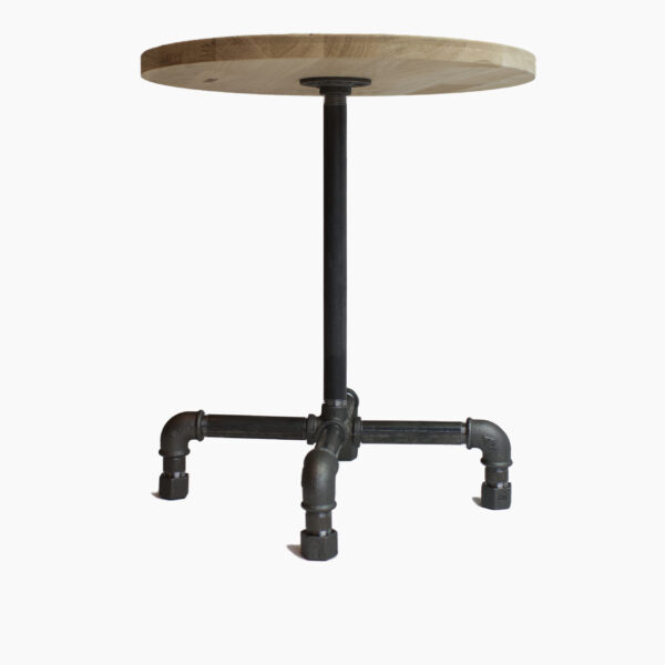 Kit Table basse industrielle ronde – 1/2″, Pré assemblé, Standard avec plateau en chêne massif lamellé-collé. – MCFK0031200W1