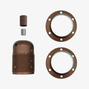Composant électrique Kit douille E27 double férule métallique serre-câble métal – Rouille foncée – MCFL0400228C2