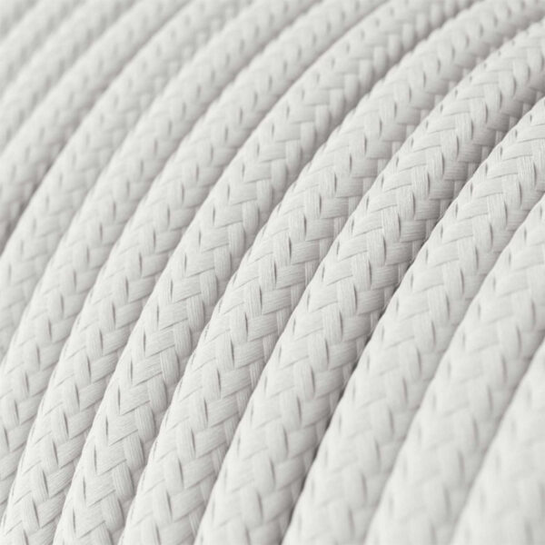 Fil Électrique Textile Rond Tissu Blanc - MC Fact
