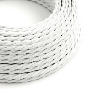 Weißes elektrisches Kabel Weißes gedrehtes Textilgewebe für Vintage-Deko-Lampe - MCFE0010002T2