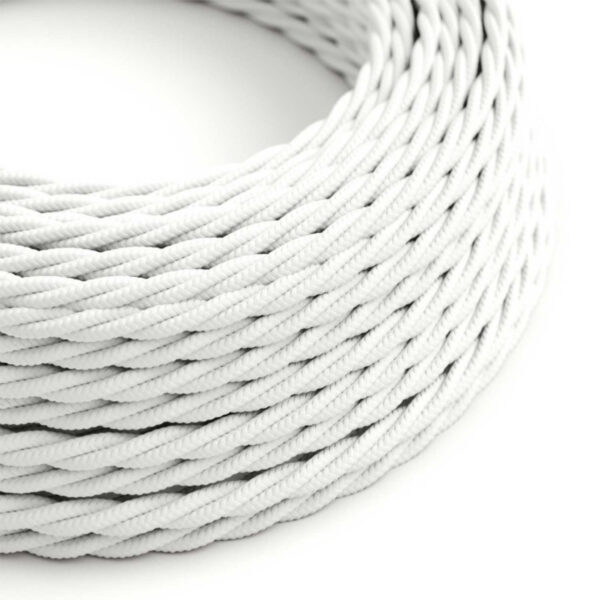 Fil Électrique Blanc Textile Torsadé Tissu Blanc pour lampe déco vintage – MCFE0010002T2