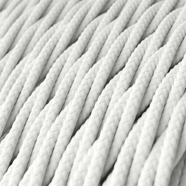 Fil Électrique Textile Torsadé Tissu Blanc - MC Fact