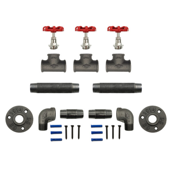 Porte-manteaux vanne 1 à 5 volants rouge – 3 volants, Kit, Vis et cheville, Standard – MCFK2130512W1S66