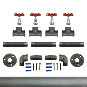 Porte-manteaux vanne 1 à 5 volants rouge – 4 volants, Kit, Vis et cheville, Grenaillé – MCFK2140512Z1S66