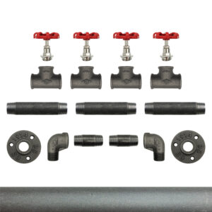 Porte-manteaux vanne 1 à 5 volants rouge – 4 volants, Kit, Sans vis, Grenaillé – MCFK2140512Z1