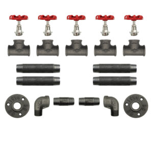 Porte-manteaux vanne 1 à 5 volants rouge – 5 volants, Kit, Sans vis, Standard – MCFK2150512W1