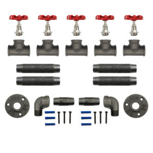 Valve rack 1 to 5 flights red - 5 flights, Kit, Screw and dowel, Standard - MCFK2150512W1S66