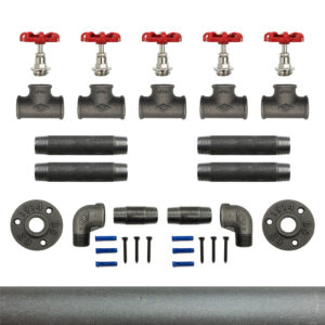 Porte-manteaux vanne 1 à 5 volants rouge – 5 volants, Kit, Vis et cheville, Grenaillé – MCFK2150512Z1S66
