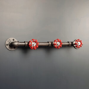 Industrial wall-mounted coat rack with 1 to 5 valves red - MCFK2100512W1
