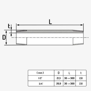 Dimension tube de plomberie en acier grenaillé Standard - MC Fact