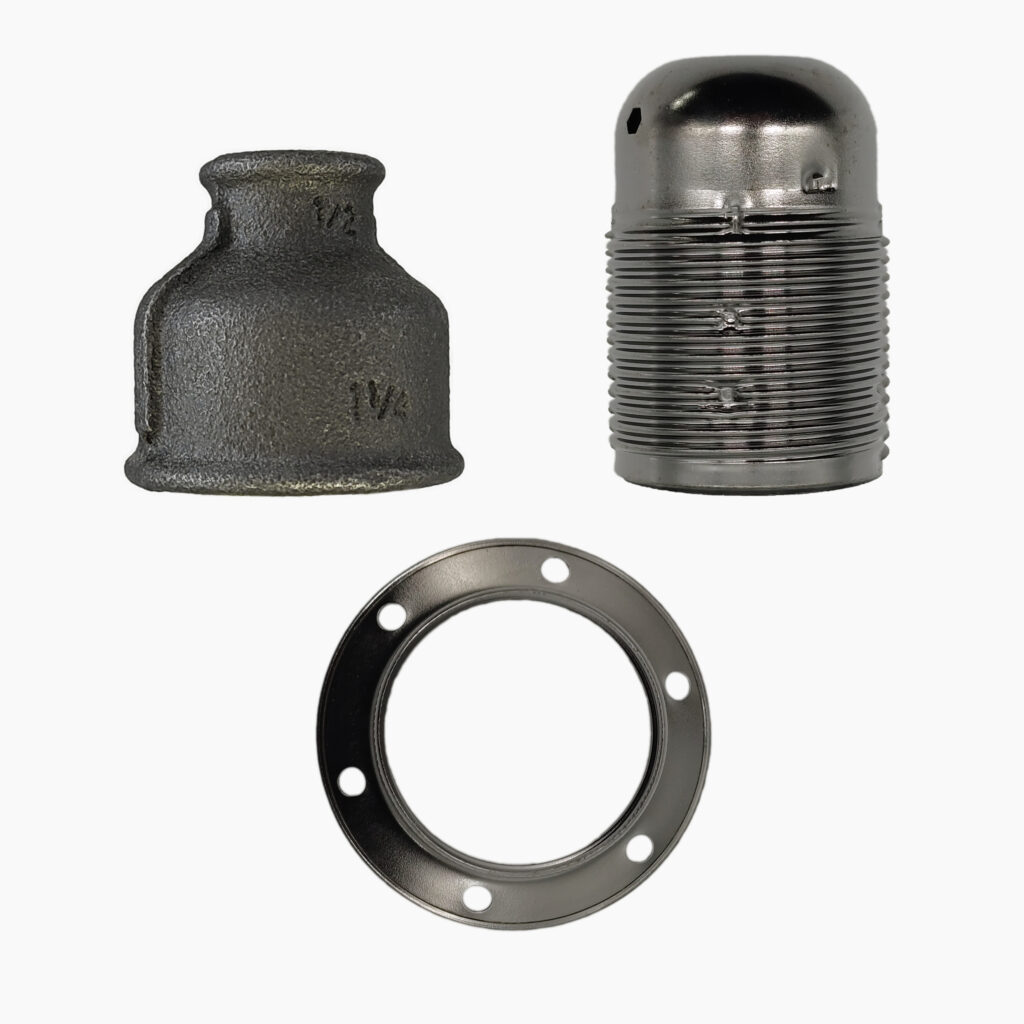 Kit douille E27 style indus métallique pour raccord lampe tuyaux – MCFA0000600W8