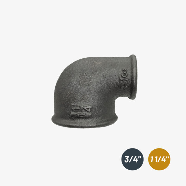 Black Cast Iron 90° Reducing Elbow Fitting for Industrial DIY Decor – MCFF6001100W1