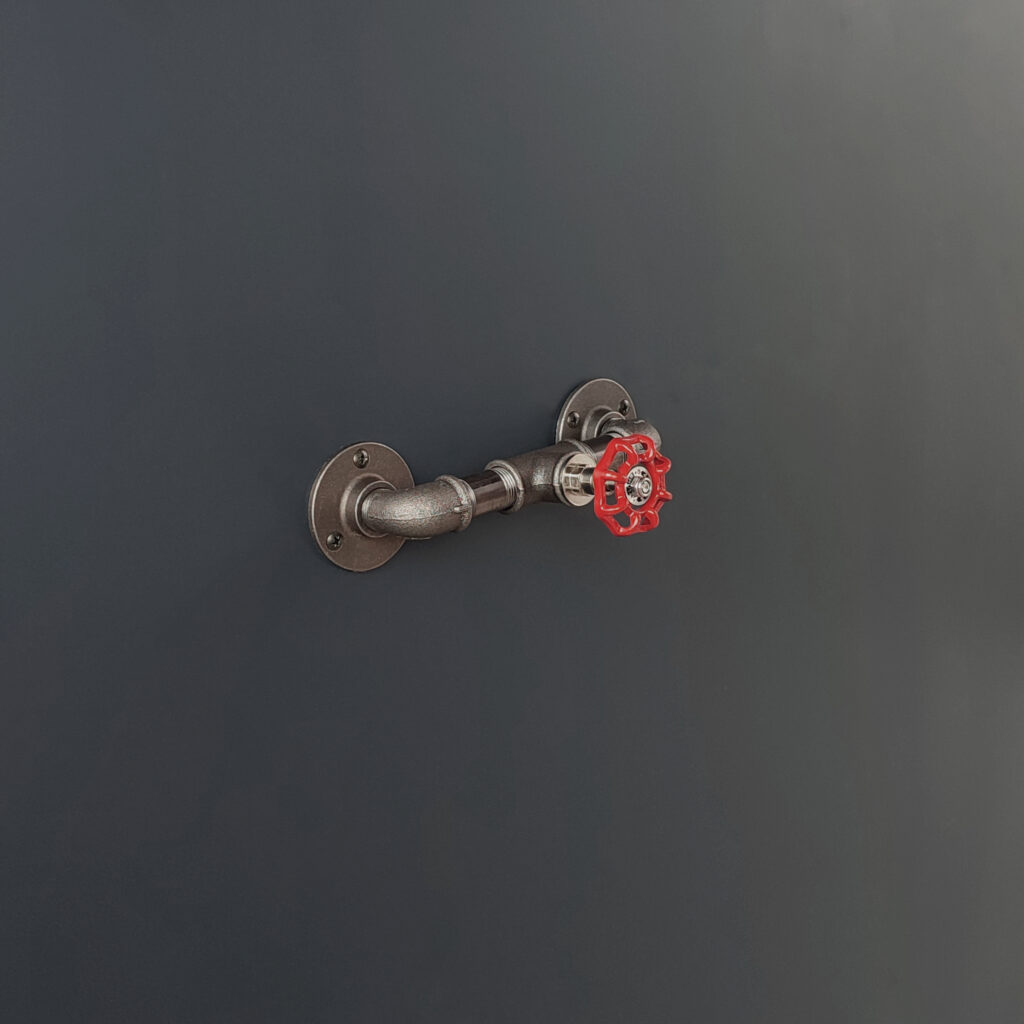 Porte Manteau Industriel Mural Vintage sur bride 3 trous- 1 Vanne Volant Rouge – MCFK3110512