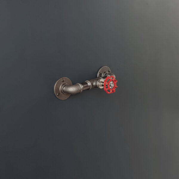 Porte Manteau Industriel Mural Vintage sur bride 3 trous- 1 Vanne Volant Rouge – MCFK3110512