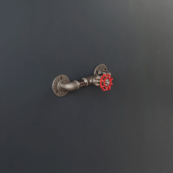 Porte Manteau Industriel une vanne 1914 Vintage sur bride 1914 – 1 Vanne Volant Rouge – MCFK2110512