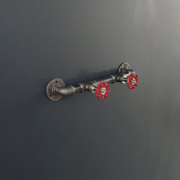Porte Manteau Industriel 2 vannes 1914 mural Vintage sur bride 1914 – 2 Vannes Volant Rouge – MCFK2120512