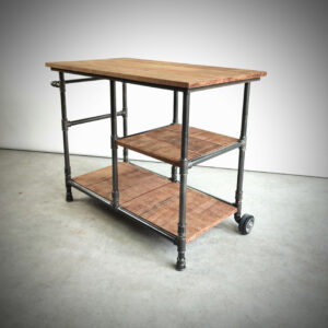 Table Industrielle desserte concept tube with industrial wheel and union sleeve fm - MC Fact