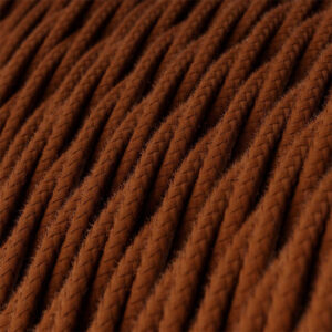 Twisted Textile Electrical Wire Brown Clay Cotton Fabric - 2 wires, 1m for DIY lighting - MCFE0010142T4S01