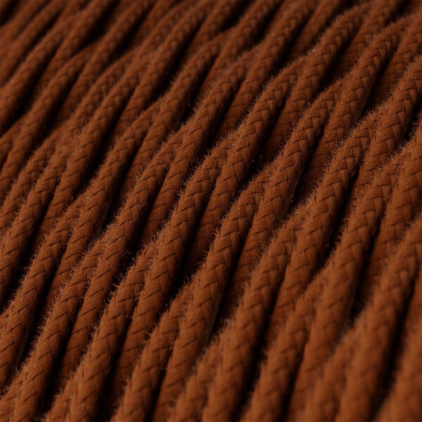 Twisted Textile Electrical Cord, Clay Brown Cotton – 2-wire, 1 m, for DIY lighting – MCFE0010142T4S01